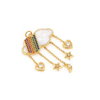 Gold Plated Rainbow Cloud W/Cubic Zirconia Charm
