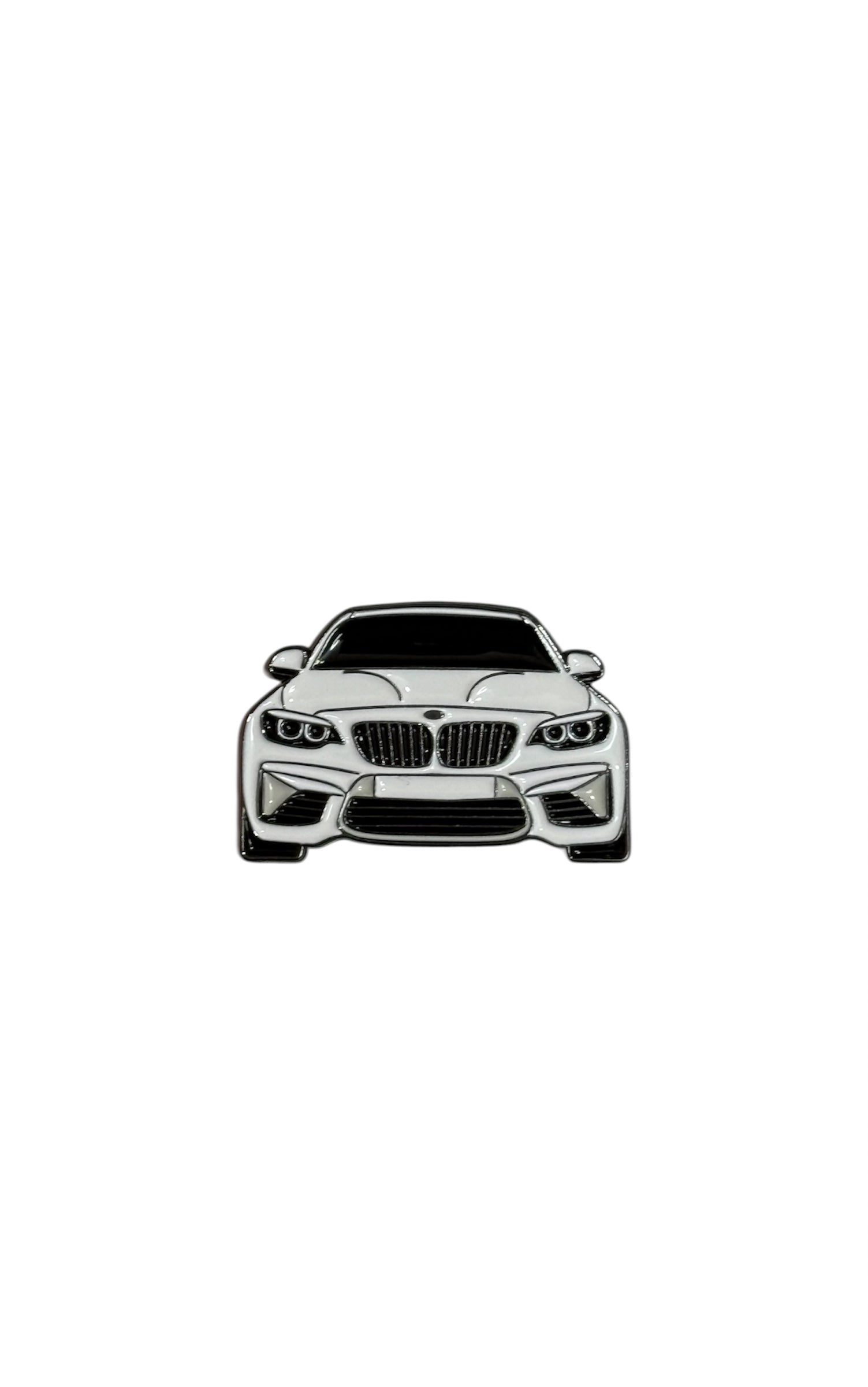 White Car Metal Sticker
